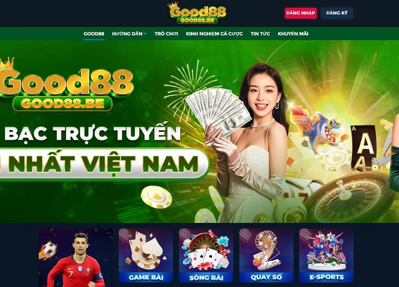 Giao diện trang chủ Good88 – thiết kế hiện đại, bố cục trực quan và tối ưu hoàn toàn trên mọi thiết bị